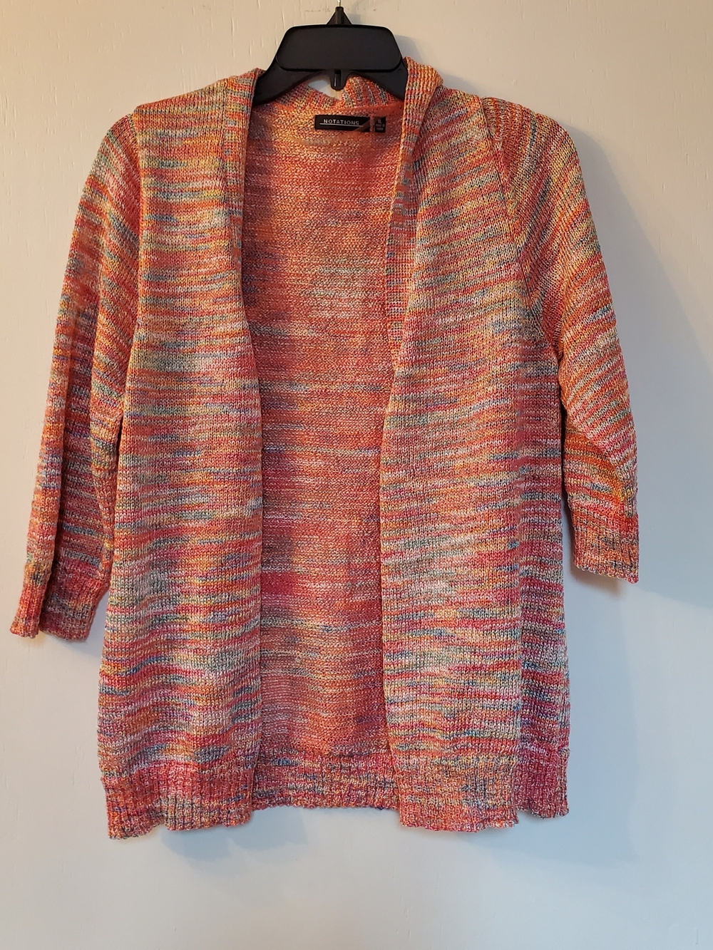Notations Coral Multicolor Open-Front Women’s Cardigan